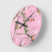 Camouflage rose Chasse Fille Véritable horloge mur (Angle)
