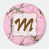 Camouflage rose Chasse Monogramme Aimant initial (Devant)