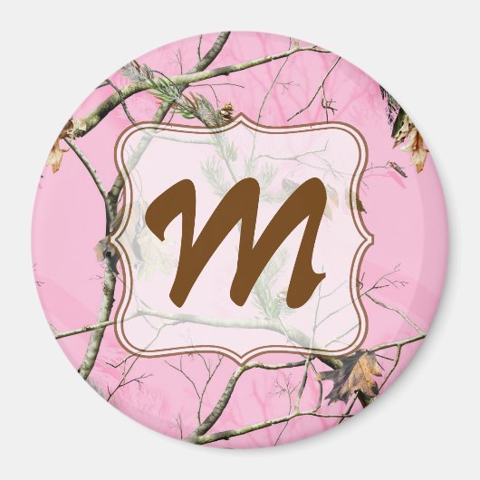 Camouflage rose Chasse Monogramme Aimant initial (Devant)