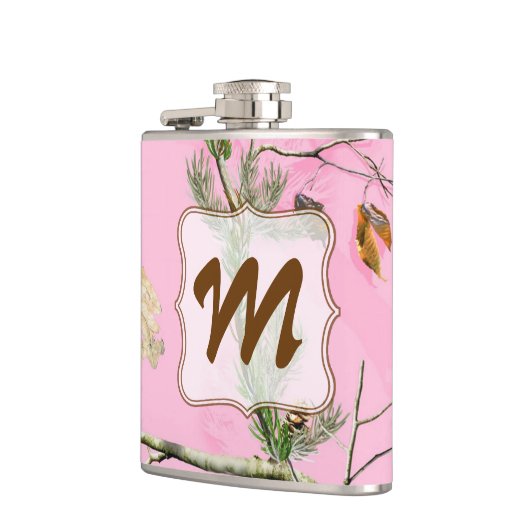 Camouflage rose Chasse Monogramme Flacon Whiskey (Gauche)
