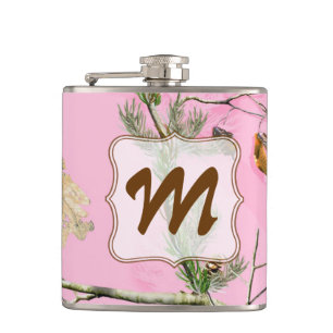Camouflage rose Chasse Monogramme Flacon Whiskey