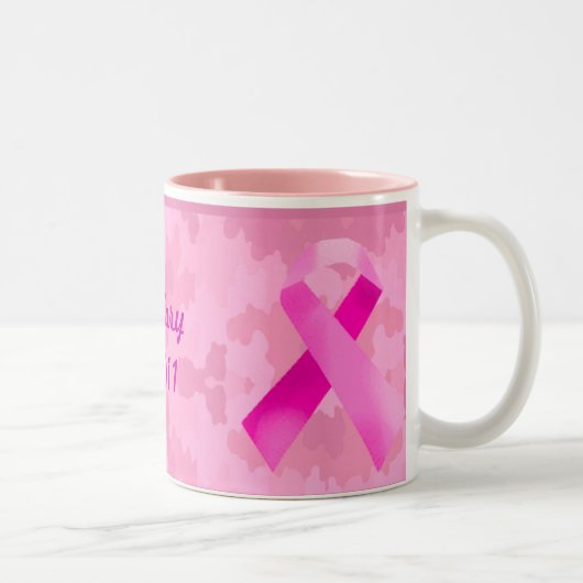Camouflage rose clair Ruban rose Date Mug (Droit)