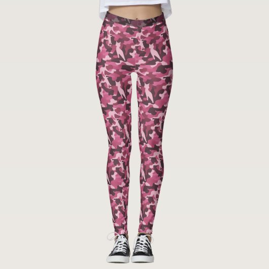 Camouflage rose Feline (Motif 1) Leggings (Devant)