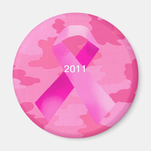 Camouflage rose foncé Ruban rose Date Magnet (Devant)