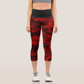 Camouflage rouge foncé Capri Leggings (Recto)