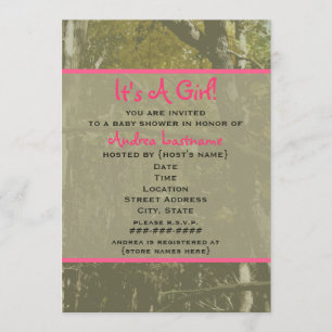 Camouflage & Roze Baby shower Uitnodiging