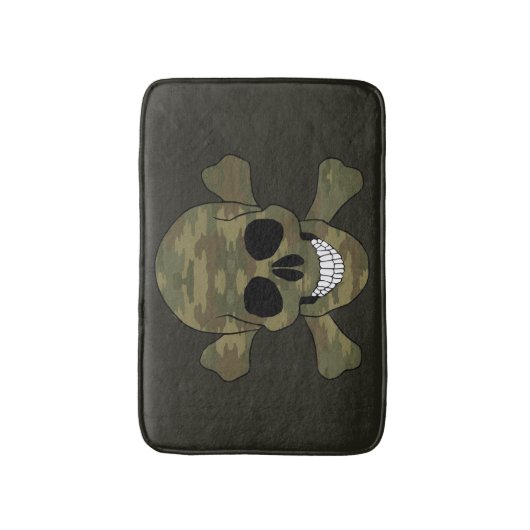 Camouflage schedel en crossbones badmat (Voorkant Verticaal)