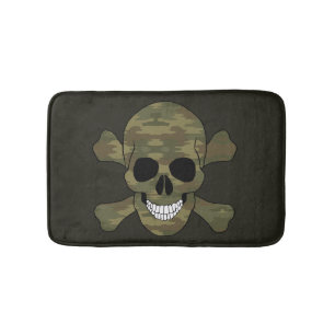 Camouflage schedel en crossbones badmat