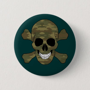 Camouflage schedel en kruisbeenderen Button
