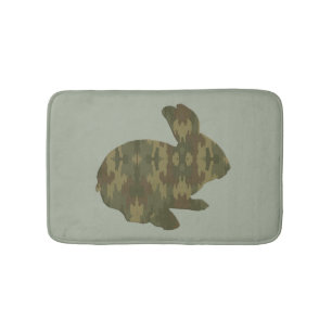 Camouflage Silhouette Bunny Rabbit Bath Mat