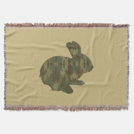 Camouflage Silhouette Easter Bunny Throw Blanket Deken (Voorkant)