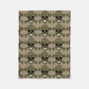 Camouflage Skull and Crossbones Fleece Blanket