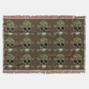 Camouflage Skull and Crossbones Throw Blanket Deken