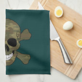 Camouflage Skull en Crossbones Keukenhanddoek (Quarter Fold)