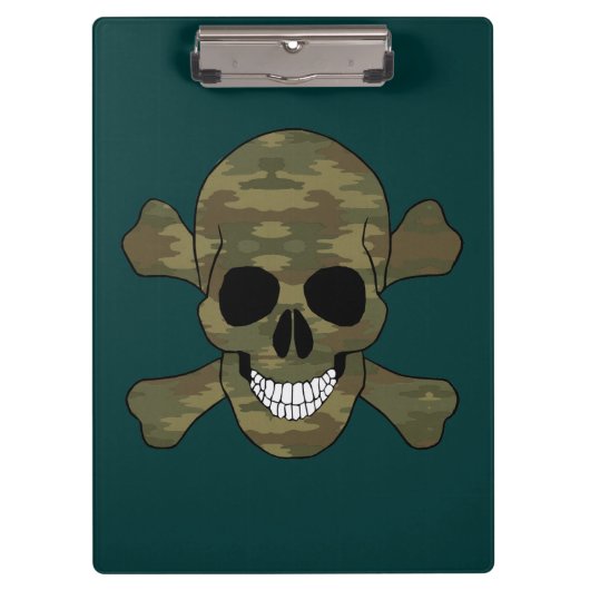 Camouflage Skull en Crossbones Klembord (Voorkant)