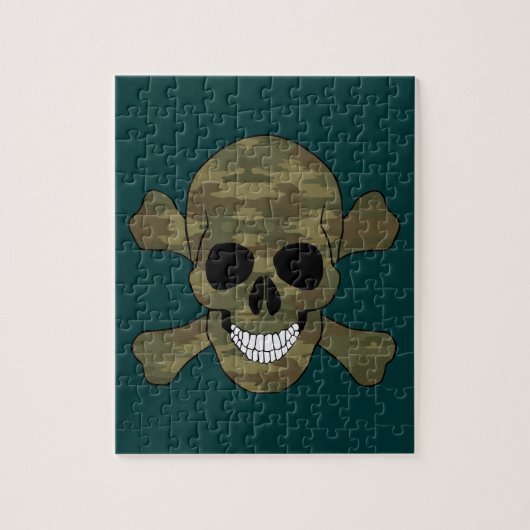 Camouflage Skull en Crossbones Puzzle Legpuzzel (Verticaal)