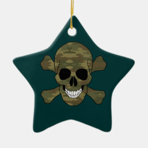 Camouflage Skull en Crossbones Star-Ornament Keramisch Ornament