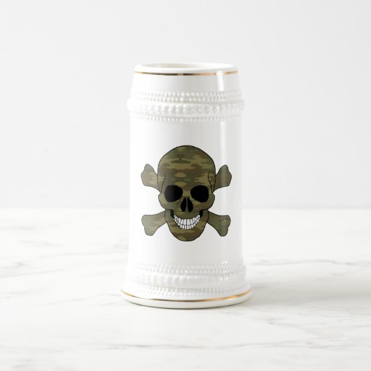 Camouflage Skull en Crossbones Stein Bierpul (Center)