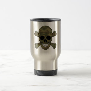 Camouflage Skull en Crossbones Travel Mug Reisbeker