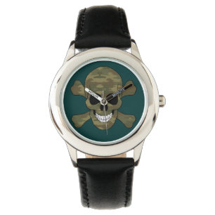 Camouflage Skull en Crossbones Watch Horloge