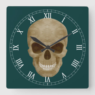 Camouflage Skull Roman Numberklok Vierkante Klok