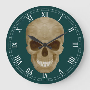 Camouflage Skull Roman Numeral Clock Grote Klok