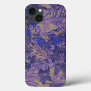 Camouflage tegen blauwe bloem iPhone 13 hoesje