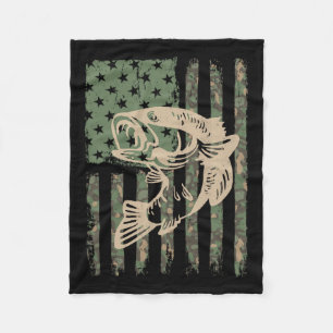 Camouflage Usa Vlag Grote Mond B Visgift Fleece Deken