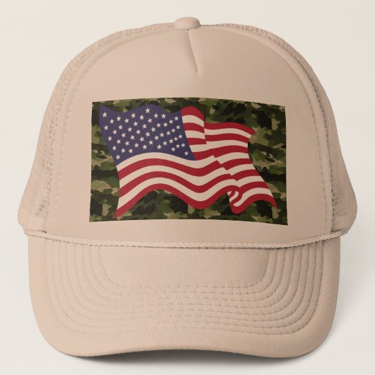Camouflage USA Vlag Pet voor Dagelijks Draag (Voorkant)