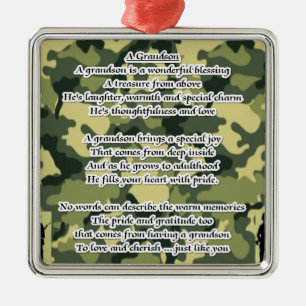 Camouflage van het kleinzoon gedicht leger metalen ornament