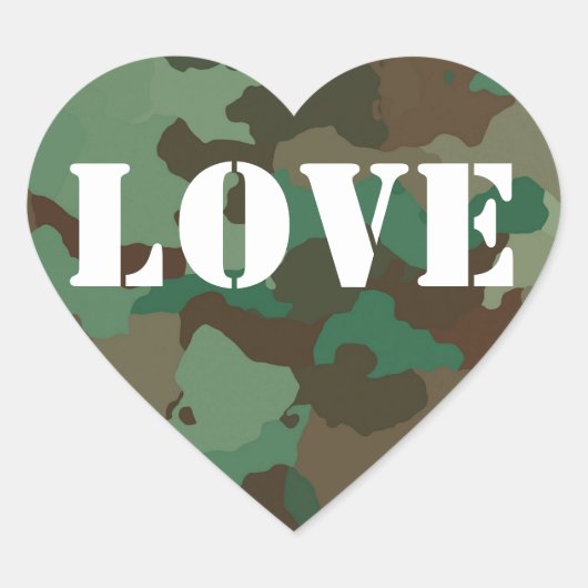Camouflage vert Amour Mariage Favor Sticker (Devant)