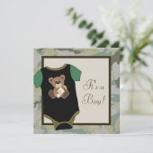 Camouflage Vert Armée Baby Boy Shower Invitations (Debout devant)
