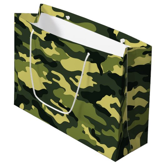 Camouflage vert Grand sac cadeau (Devant Angle)