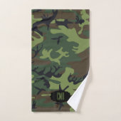 Camouflage vert monogramme (Serviette à main)
