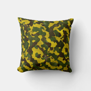 Camouflage Vert noir Jaune Coussin