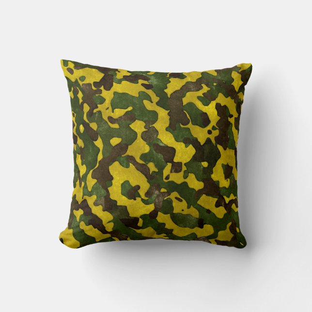Camouflage Vert noir Jaune Coussin (Recto)