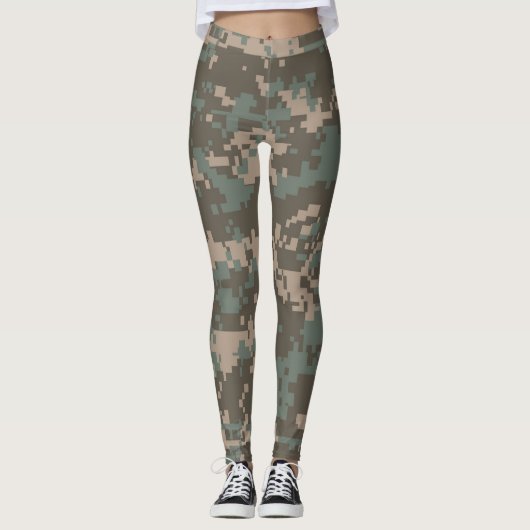 Camouflage vert Tan Leggings pour femmes (Devant)