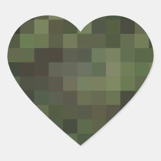 camouflage vierkant groen hart sticker (Voorkant)