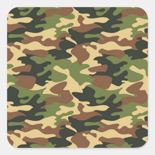 camouflage vierkante sticker (Voorkant)