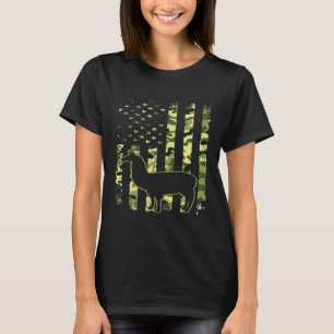 Camouflage Vlag Lama Patriotisch Dierenliefhebber T-shirt