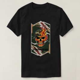 Camouflage Vlammende Militaire Stijl Bos Zwart GI T-shirt