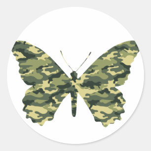 Camouflage vlinder silhouet ronde sticker