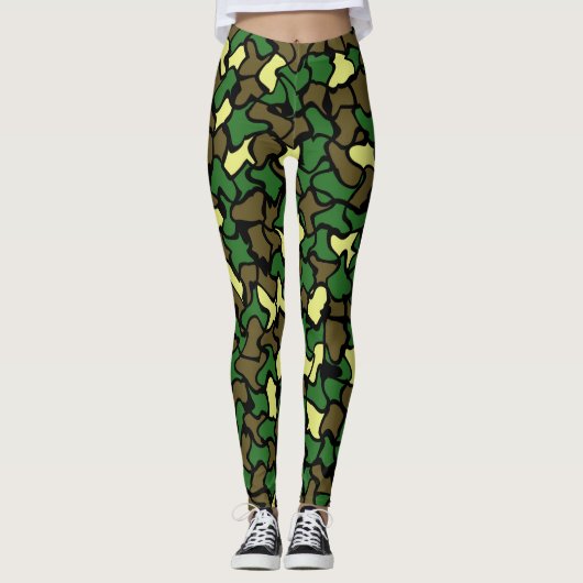 Camouflage Wobble Tegel Pattern Leggings (Voorkant)