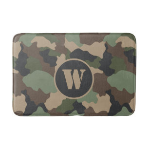 Camouflage Woodland Camo Khaki Tan Black Monogram Badmat
