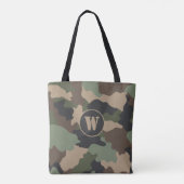 Camouflage Woodland Camo Khaki Tan Black Monogram Draagtas (Achterkant)