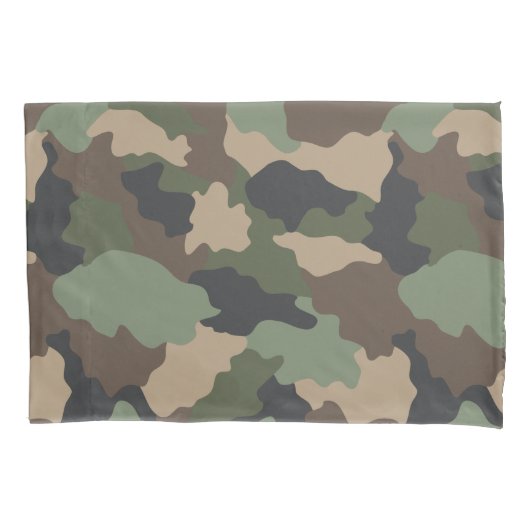 Camouflage Woodland Camo Khaki Tan Black Monogram Kussensloop (Voorkant)