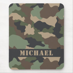 Camouflage Woodland Camo Khaki Tan Black Monogram Muismat