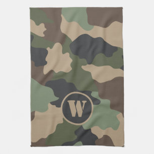 Camouflage Woodland Camo Khaki Tan Black Monogram Theedoek