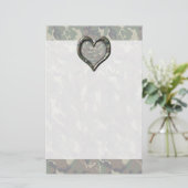 Camouflage Woodland Forest Heart op Camo Briefpapier (Staand voorkant)