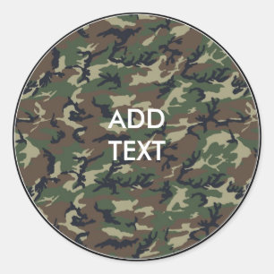 Camouflage Woodland Ronde Sticker